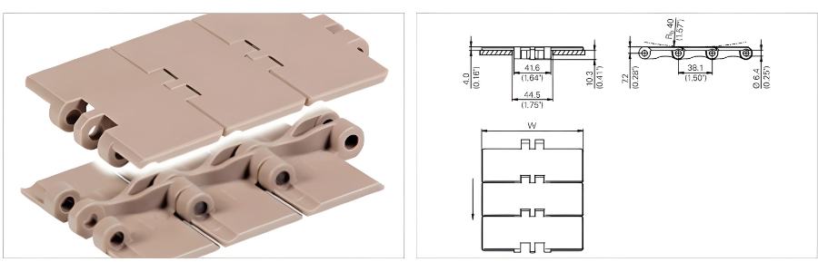 Băng tải xích nhựa chạy thẳng series 820