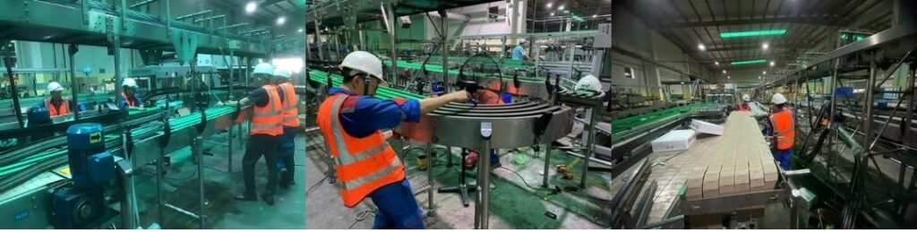 Lắp đặt băng tải Movex cải tạo dây chuyền nước giải khát